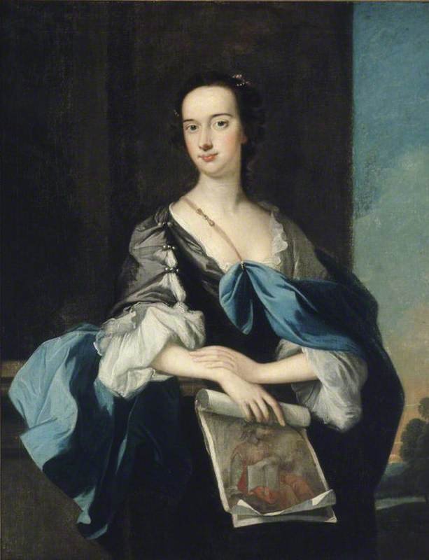 Portrait of Lady Elizabeth Yorke, Lady Anson, holding a drawing of Dante