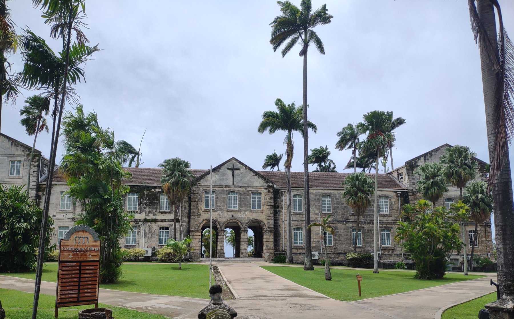 The coral limestone academic building of Codrington College, Barbados